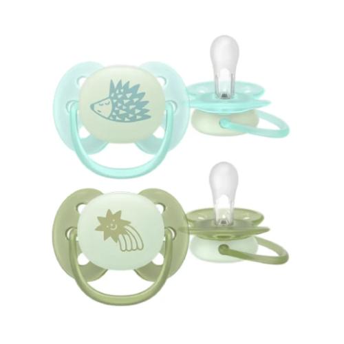 Miniaturka artykułu - AVENT Ultra Soft Ortodontyczny smoczek 0-6m świecący w nocy SCF094/01, 2 szt.