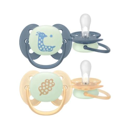 Miniaturka artykułu - AVENT Ultra Soft Ortodontyczny smoczek 6-18m świecący w nocy SCF094/03, 2 szt.