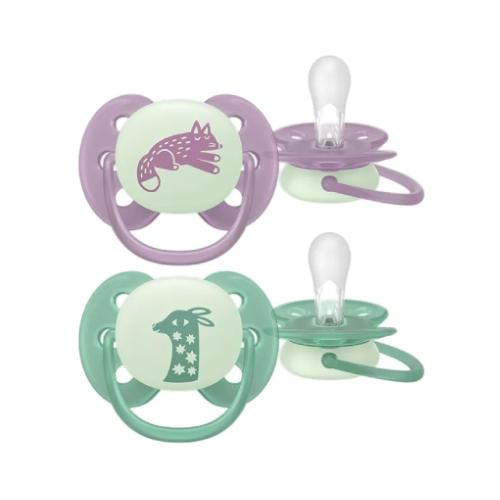 Miniaturka artykułu - AVENT Ultra Soft Ortodontyczny smoczek 6-18m świecący w nocy SCF094/04, 2 szt.