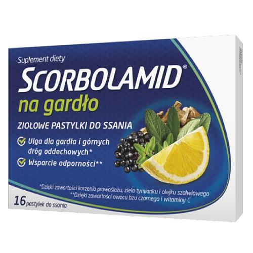 Miniaturka artykułu - SCORBOLAMID Na gardło - 16 tabletek do ssania 