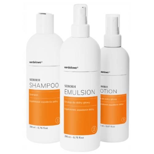 Miniaturka artykułu - SEBORH Zestaw na łojotokowe zapalenie sk&oacute;ry Szampon 200ml + Emulsja do sk&oacute;ry głowy 200ml + Płyn do sk&oacute;ry głowy 150ml