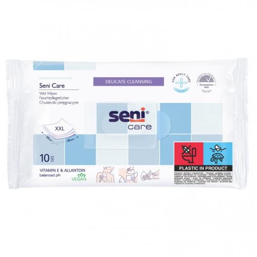 Miniaturka artykułu - SENI CARE Chusteczki pielęgnacyjne 20x30cm XXL, 10 szt.