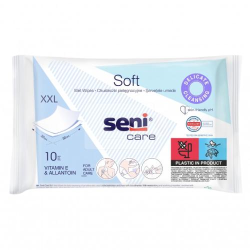 Miniaturka artykułu - Seni Care Soft Chusteczki nawilżane, 10 szt.