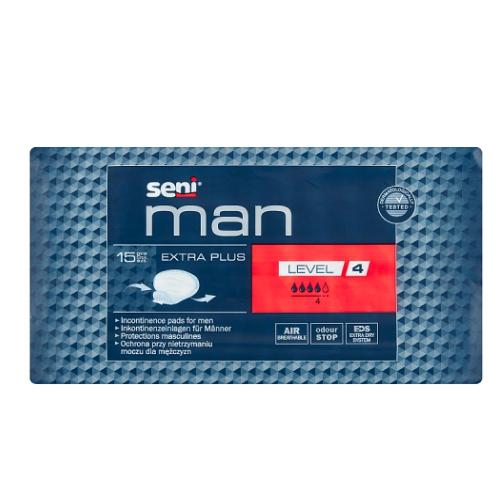 Miniaturka artykułu - SENI MAN SUPER LEVEL 4 Wkładki urologiczne męskie, 15 szt.