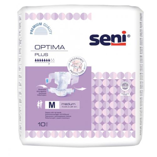 Miniaturka artykułu - SENI OPTIMA PLUS MEDIUM Pieluchomajtki z pasem biodrowym, 10 sztuk