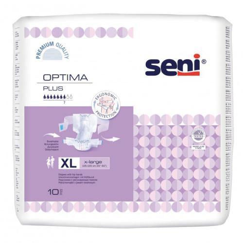 Miniaturka artykułu - SENI OPTIMA  PLUS X-LARGE Pieluchomajtki z pasem biodrowym, 10 sztuk