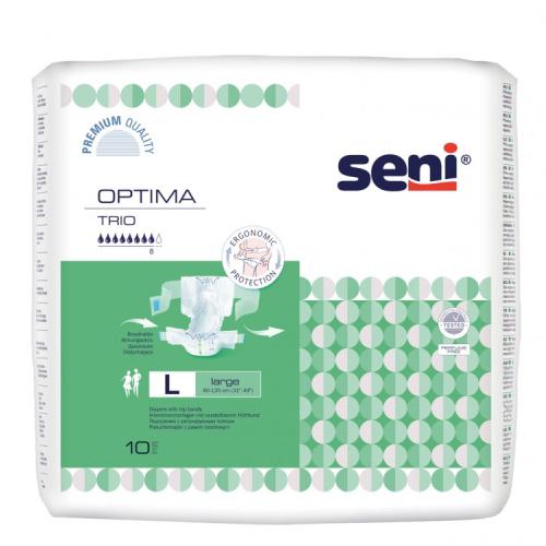 Miniaturka artykułu - SENI OPTIMA TRIO LARGE Pieluchomajtki z pasem biodrowym, 10 sztuk
