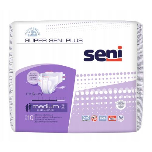 Miniaturka artykułu - Seni Super Plus Medium Pieluchomajtki dla dorosłych, 10 sztuk