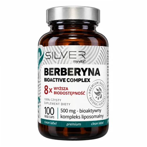 Miniaturka artykułu - Silver MyVita Berberyna Bioactive Complex 500 mg Kompleks liposomalny, 100 kaps.