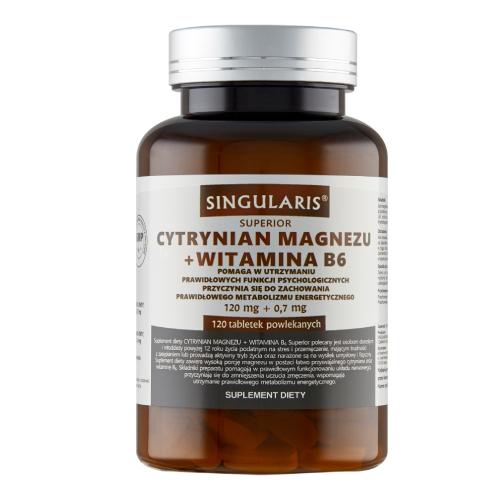 Miniaturka artykułu - SINGULARIS Cytrynian magnezu + witamina B6,  120 tabletek