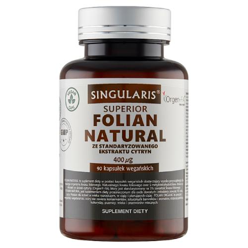 Miniaturka artykułu - SINGULARIS Folian Natural 400mcg, 90 kaps. 