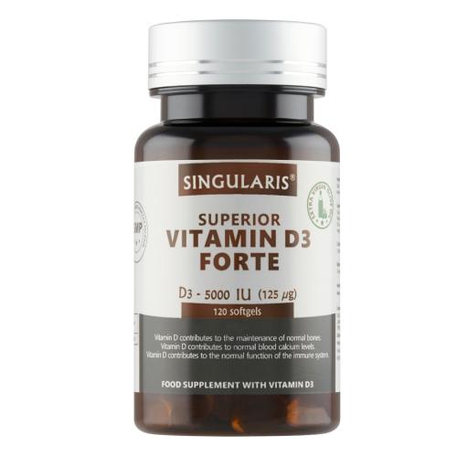 Miniaturka artykułu - SINGULARIS Superior Witamina D3 5000iu forte, 120 kaps. Uszkodzone opakowanie