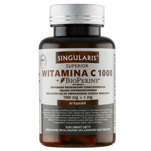 Miniaturka artykułu - SINGULARIS Witamina C1000+ Bioperine, 60 kapsułek