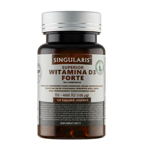 Miniaturka artykułu - SINGULARIS Witamina D3 Forte 4000IU, 120 kapsułek