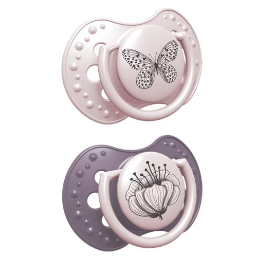 Miniaturka artykułu - Lovi Botanic Girl Smoczek silikonowy dynamiczny 0-6 m, 2 szt.