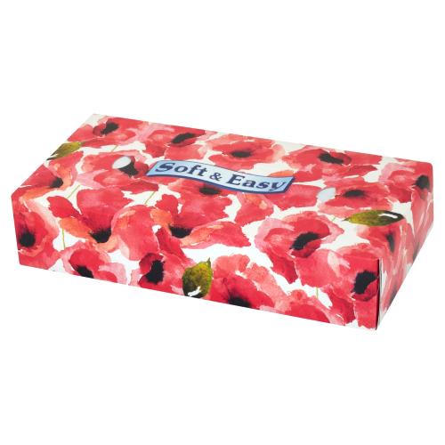 Miniaturka artykułu - Soft & Easy Chusteczki kosmetyczne 2-warstwowe Flowers, 80szt.