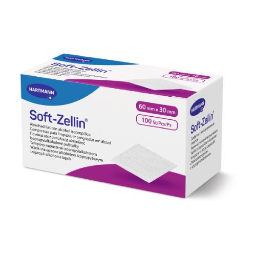 Miniaturka artykułu - Hartmann Soft-Zellin Waciki nasączone alkoholem do przemywania sk&oacute;ry 60x30mm, 100 szt.