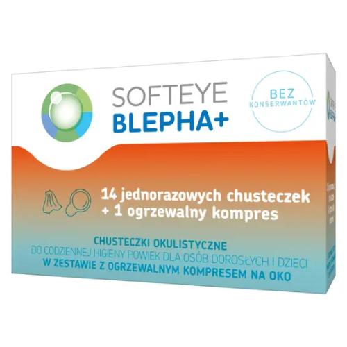Miniaturka artykułu - SOFTEYE BLEPHA+  Chusteczki okulistyczne do higieny powiek (14 szt.) + ogrzewalny kompres