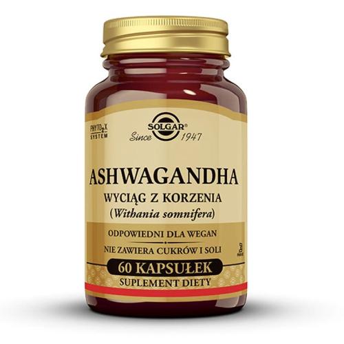 Miniaturka artykułu - SOLGAR Ashwagandha wyciąg z korzenia - 60kaps.