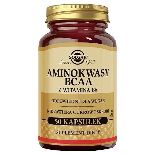 Miniaturka artykułu - SOLGAR BCAA Plus, 50 kaps. - suplement diety z aminokwasami