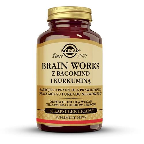 Miniaturka artykułu - Solgar Brain Works z Bacomind i kurkuminą, 60 kaps.