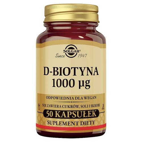Miniaturka artykułu - Solgar D-biotyna 1000 mcg, 50 kaps.