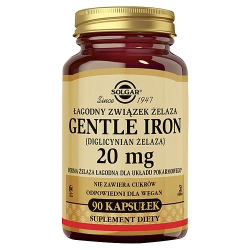 Miniaturka artykułu - SOLGAR Gentle Iron 20 mg Łagodny związek żelaza, 90 kaps.