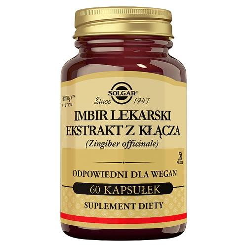 Miniaturka artykułu - SOLGAR Imbir lekarski ekstrakt z kłącza - 60 kapsułek roślinnych