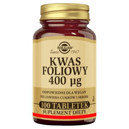 Miniaturka artykułu - SOLGAR Kwas foliowy 400 mcg - 100 tabletek