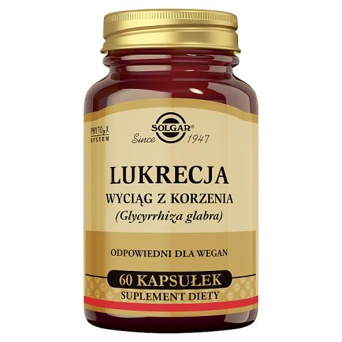 Miniaturka artykułu - SOLGAR Lukrecja wyciąg z korzenia  - 60 kapsułek roślinnych