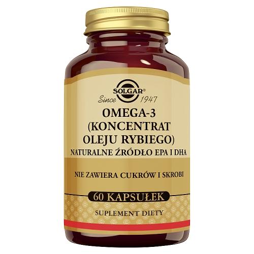 Miniaturka artykułu - SOLGAR Omega 3 Koncentrat oleju rybiego, 60 kaps. - suplement diety z kwasami omega