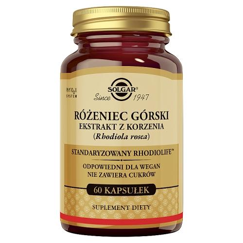 Miniaturka artykułu - SOLGAR Rhodiola R&oacute;żeniec G&oacute;rski ekstrakt z korzenia, 60 kaps.
