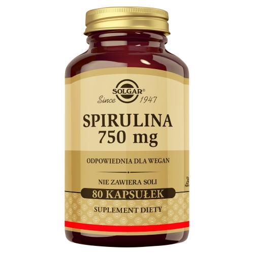 Miniaturka artykułu - SOLGAR Spirulina 750 mg, 80 kapsułek