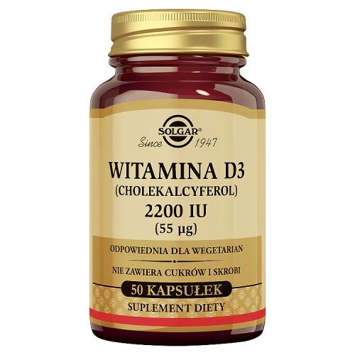 Miniaturka artykułu - SOLGAR Witamina D3 2200 IU - 50 kaps.