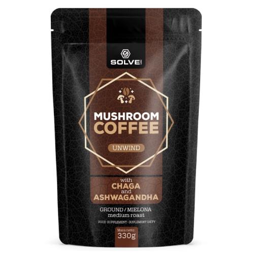 Miniaturka artykułu - Solve Labs Mushroom Coffee Chaga + Ashwagandha kawa mielona, 330 g