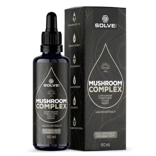 Miniaturka artykułu - Solve Labs Mushroom Complex Liquid Ekstrakt z 4 grzyb&oacute;w w kroplach, 60 ml
