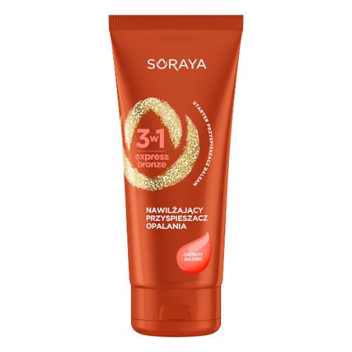 Miniaturka artykułu - Soraya Express Bronze nawilżający przyspieszacz opalania 3 w 1 ORZECH WŁOSKI, 150ml