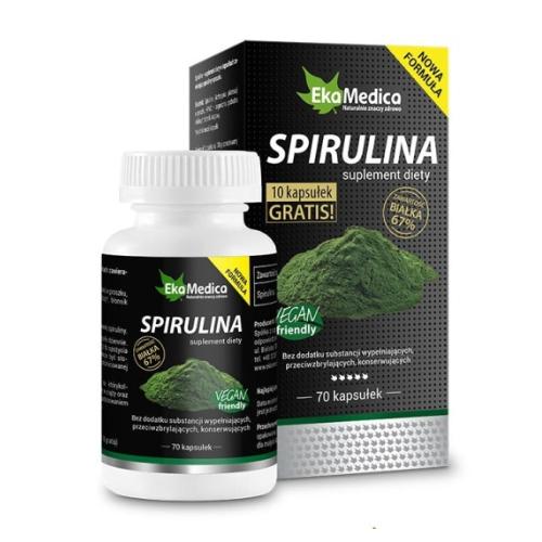 Miniaturka artykułu - EkaMedica Spirulina, 70 kapsułek 