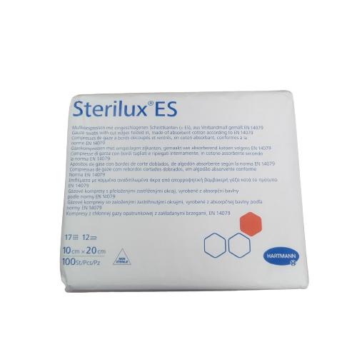 Miniaturka artykułu - Sterilux Es kompresy z chłonnej gazy opatrunkowej z zakładanymi brzegammi 10x20cm 17nitkowe 12warstwowe, 100szt.