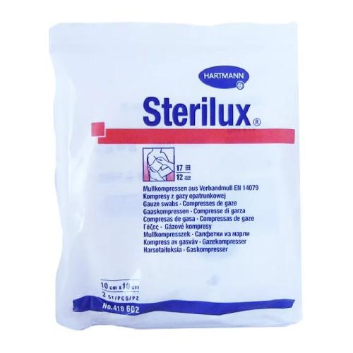 Miniaturka artykułu - STERILUX ES Kompresy gazowe jałowe 12-warstwowe 17-nitkowe 10x10cm, 3 sztuk