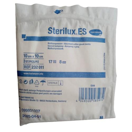 Miniaturka artykułu - STERILUX ES Kompresy gazowe jałowe 8-warstwowe 17-nitkowe 10x10cm, 3 sztuki