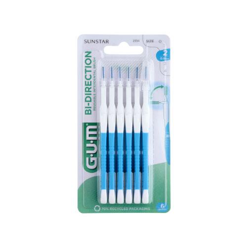 Miniaturka artykułu - Sunstar GUM Bi-Direction Szczoteczki międzyzębowe 0,9mm (niebieskie 2314), 6 szt.