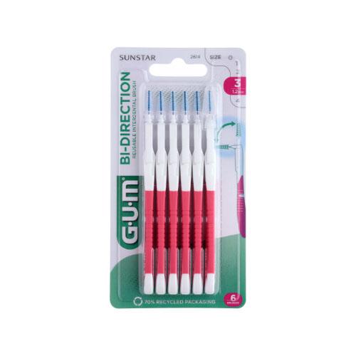 Miniaturka artykułu - Sunstar GUM Bi-Direction Szczoteczki międzyzębowe 1,2mm (r&oacute;żowe 2614), 6 szt.