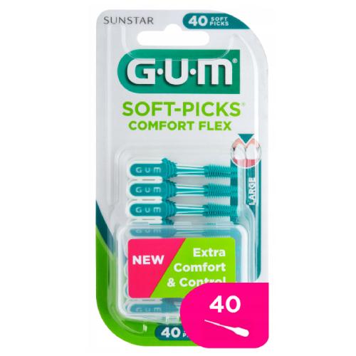 Miniaturka artykułu - SUNSTAR GUM Soft-Picks Comfort Flex Cool Mint Czyściki międzyzębowe L, 40szt.