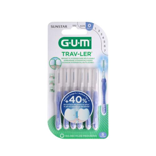Miniaturka artykułu - Sunstar GUM Trav-Ler Szczoteczki międzyzębowe 0,6mm (wrzosowe 1312), 6 szt.