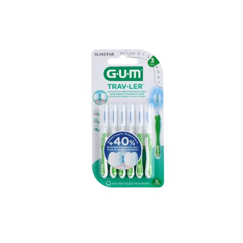 Miniaturka artykułu - Sunstar GUM Trav-Ler Szczoteczki międzyzębowe 1,1mm (zielone 1414), 6 szt.