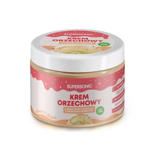 Miniaturka artykułu - Supersonic Krem orzechowy crunchy o smaku białej czekolady z kawałkami orzeszk&oacute;w Low Carb, 250 g