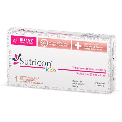 Miniaturka artykułu - SUTRICON KIDS Silikonowe plastry na blizny 3x7cm, 5 plastr&oacute;w 