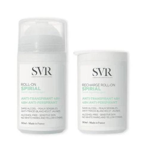 Miniaturka artykułu - SVR SPIRIAL Antyperspirant 48h Roll-On, 50ml + Uzupełnienie, 50ml