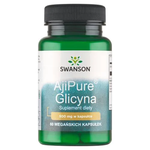 Miniaturka artykułu - SWANSON AjiPure Glicyna 500mg, 60 kapsułek wegetariańskich